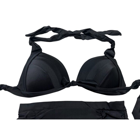 Simplicity 2 Piece Swimsuit Womens Medium Topic Halter Pinup Black - Picture 2 of 8